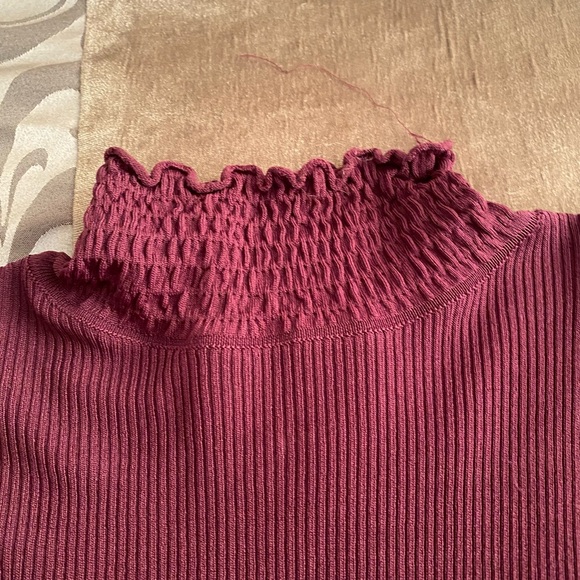 Zara Knit Maroon Ribbed Top - Picture 3 of 4